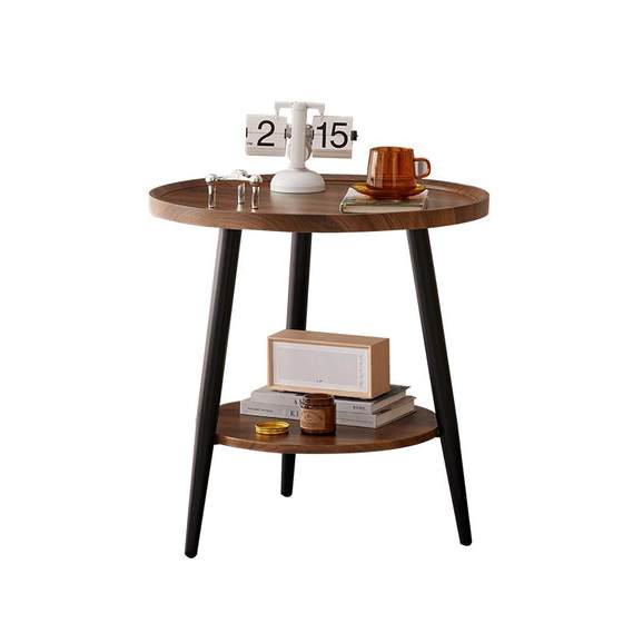 Nordic light luxury small unit edge table, simple modern household circular double-layer edge table, small table, sofa coffee table Nordic light luxury small unit edge table, simple modern household circular double-layer edge table, small table, sofa coffee table