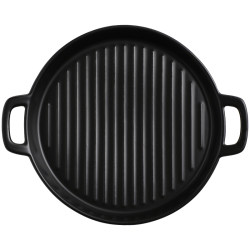 Double-ear baking pan, French fries, pizza pan, round vegetable plate, creative oven-used ceramic tableware, microwave oven flat plate