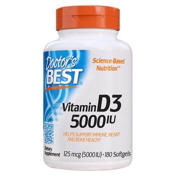 Jindawei Doctor's Best US active vitamin d3 adult 5000IU*180 ແຄບຊູນ