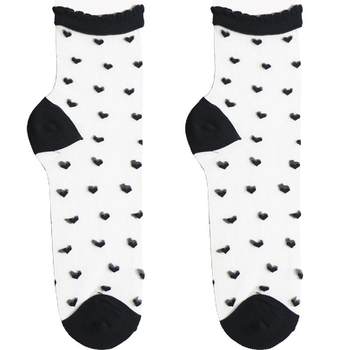 Socks black crystal socks thin polka dot transparent stockings glass stockings lace mid-calf women's socks spring