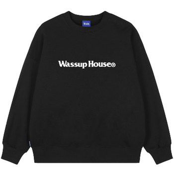 wassuphouse ດູໃບໄມ້ລົ່ນໃຫມ່ sweatshirt ຜູ້ຊາຍພື້ນຖານພິມ fleece ຫນາຫນາຄູ່ຜົວເມຍທີ່ມີແຂນຍາວເທິງ trendy