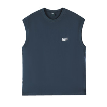 Tu Xiansen summer letter printed sleeveless sports cotton vest men's round neck trendy loose casual top T-shirt