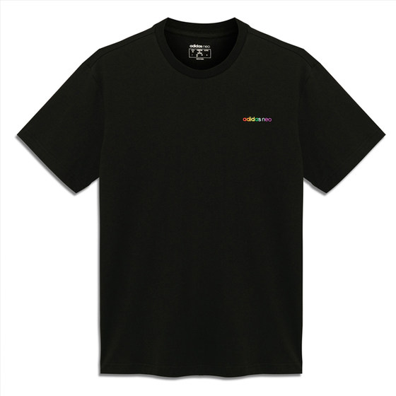 Adidas men's pure cotton short sleeved rainbow logo round neck breathable sports and leisure T-shirt H65034 Adidas men's pure cotton short sleeved rainbow logo round neck breathable sports and leisure T-shirt H65034