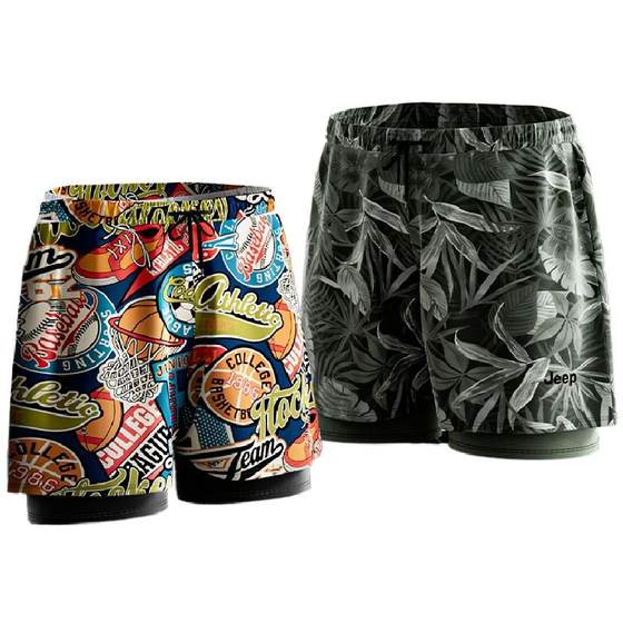 Jeep swimming trunks men's anti-embarrassing swimsuit 2025 new adult beach trousers swimming cap swimming goggles set for men's hot spring Jeep swimming trunks men's anti-embarrassing swimsuit 2025 new adult beach trousers swimming cap swimming goggles set for men's hot spring