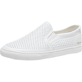 Renben summer ໃຫມ່ເກີບສີຂາວຂອງແມ່ຍິງ slip-on lazy breathable ນັກສຶກສາ sneakers ແມ່ຍິງ hollow ເກີບພະຍາບານສີຂາວ