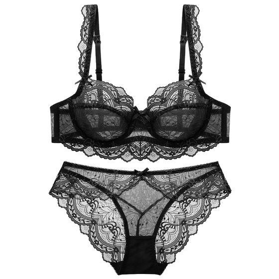 Large chest showing small underwear ultra -thin transparent set Sexy pure desire ladies large size white bray lace hot Large chest showing small underwear ultra -thin transparent set Sexy pure desire ladies large size white bray lace hot