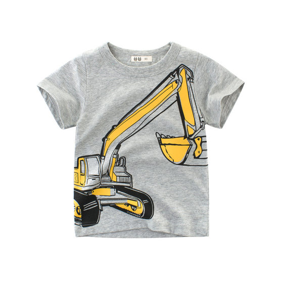 3 -year -old boy pure cotton short -sleeved T -shirt 4 boy 5 baby summer half -sleeved clothes mining excavator pattern 3 -year -old boy pure cotton short -sleeved T -shirt 4 boy 5 baby summer half -sleeved clothes mining excavator pattern