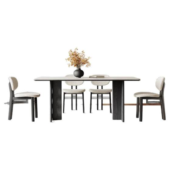 Retro style stone plate dining table rectangular home modern simple small apartment French black full support solid wood dining table
Retro style stone plate dining table rectangular home modern simple small apartment French black full support solid wood dining table