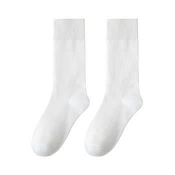 ຖົງຕີນສີດໍາຂອງແມ່ຍິງ summer mid-calf socks pure cotton bottom over-the-knee socks in trend pressure slimming solid color jk calf socks