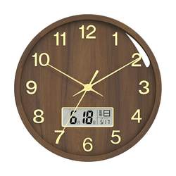 Clocks and Wall Clocks Living Room Home Fashion 2024 New New Chinese Style Solid Wood Quartz Clock Calendar Atmospheric Decorative Clock