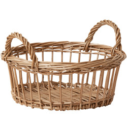 Handmade wicker basket, double-eared basket, bamboo basket, household storage rattan vegetable basket, fruit and vegetable drain basket