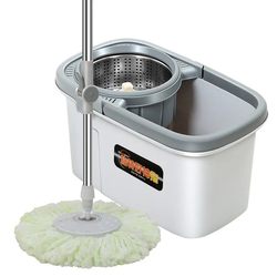 Enlarged and thickened wheeled mop bucket rotating stainless steel drying mop household mop free of hand washable wet and dry use