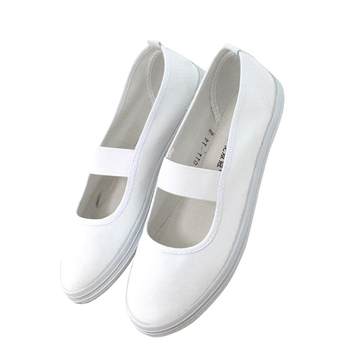 Shenhua Double Crown White Gymnastics Shoes Dance Performance Shoes Indoor Canvas Shoes One-Word Elastic Silent White Shoes School