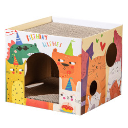 Cat scratching board, all-in-one cat nest, scratch-resistant, wear-resistant and crumb-free, large double-layer corrugated cardboard box house sofa, claw-grinding cat toy