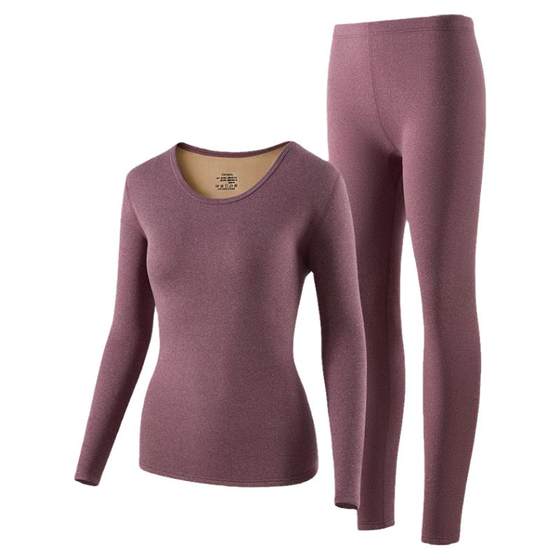 Yalu autumn clothes and autumn pants suit women's thermal underwear thickened plush velvet heating base shirt thread pants winter Yalu autumn clothes and autumn pants suit women's thermal underwear thickened plush velvet heating base shirt thread pants winter