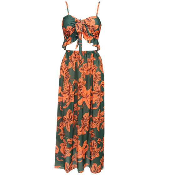 New Couple Swimsuit Women's Bikini Split Skirt Three piece Set with Small Chest Gathering Colorful Beach Vacation Couple Style New Couple Swimsuit Women's Bikini Split Skirt Three piece Set with Small Chest Gathering Colorful Beach Vacation Couple Style