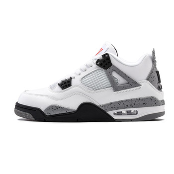 aj4 ເກີບຜູ້ຊາຍຊີມັງສີຂາວພາກຮຽນ spring 2024 ໃຫມ່ aj3 ເກີບຜ້າໃບຫນາ soled versatile ບາດເຈັບແລະບ້ວງສູງເກີບ sneakers ສໍາລັບແມ່ຍິງ