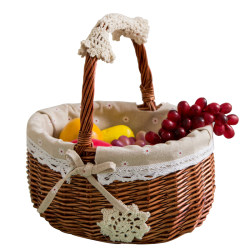 Picnic basket, fruit basket, rattan shopping basket, storage basket, egg basket, woven basket, small basket, bamboo basket, portable basket, vegetable blue