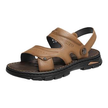 Red Dragonfly Beach Sandals Men's 2024 New Dad Shoes ເກີບແຕະເກີບໜັງແທ້ສຳລັບຜູ້ສູງອາຍຸກາງ ແລະຜູ້ສູງອາຍຸສອງສວມໃສ່ເກີບຜູ້ຊາຍ