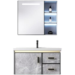 Space aluminum wall-mounted integrated ceramic basin bathroom cabinet combination bathroom double drawer washstand balcony wash cabinet