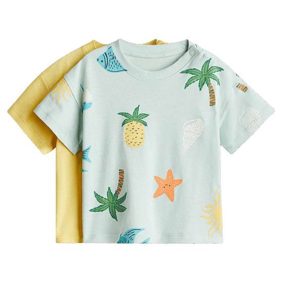 HM children's clothing baby boy T-shirt 2 pack 2025 summer new cotton printed round neck short-sleeved top 1265910
HM children's clothing baby boy T-shirt 2 pack 2025 summer new cotton printed round neck short-sleeved top 1265910