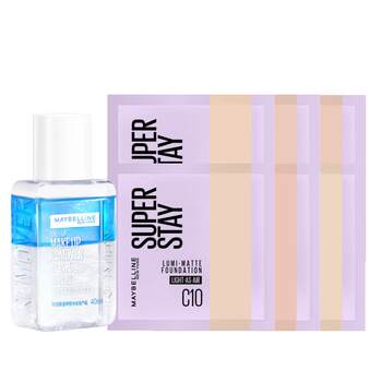 Maybelline Light Kiss Lasting Makeup Liquid Foundation Eye and Lip Remover Sample Trial Long-lasting Oil Control Lightweight N