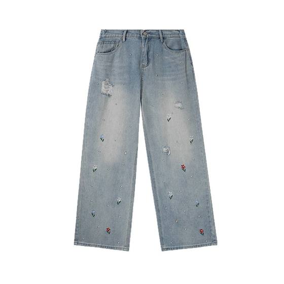 Wanwan family beaded ripped jeans for women 2025 new spring and summer fat mm large size loose straight wide-leg pants
Wanwan family beaded ripped jeans for women 2025 new spring and summer fat mm large size loose straight wide-leg pants