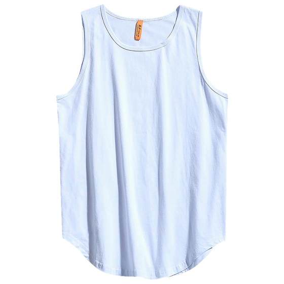 Chaopai High Street European and American pure cotton large white square and circular arc hem three-dimensional extended men's and women's couple bottom shirt vest Chaopai High Street European and American pure cotton large white square and circular arc hem three-dimensional extended men's and women's couple bottom shirt vest