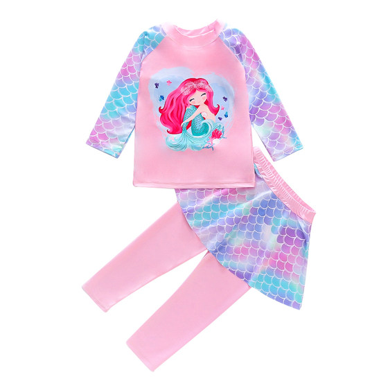 Children's swimsuit girl long -sleeved long trousers to separate body sunscreen Mermaid Baby Xiaodong Children's Bubble Hot Spring Swimsuit Set Children's swimsuit girl long -sleeved long trousers to separate body sunscreen Mermaid Baby Xiaodong Children's Bubble Hot Spring Swimsuit Set