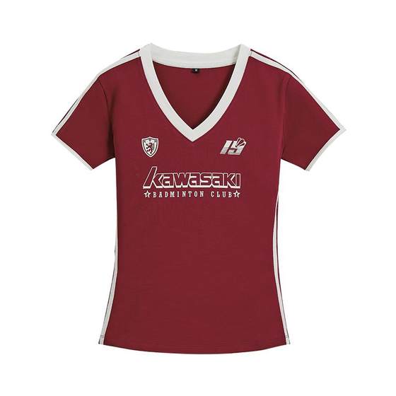 Kawasaki Kawasaki spring and summer new women's slim casual short-sleeved American retro T-shirt sporty and versatile
Kawasaki Kawasaki spring and summer new women's slim casual short-sleeved American retro T-shirt sporty and versatile