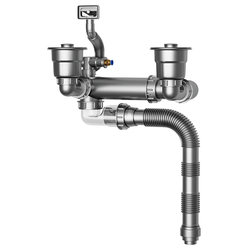 Wash basin sink kitchen sink drain pipe accessories drainage pipe three-way anti-odor full set double slot universal