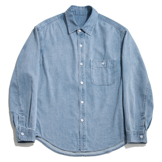 Sea road retro denim shirt men's long-sleeved spring and autumn 100% pure cotton fashion versatile casual shirt jacket Sea road retro denim shirt men's long-sleeved spring and autumn 100% pure cotton fashion versatile casual shirt jacket