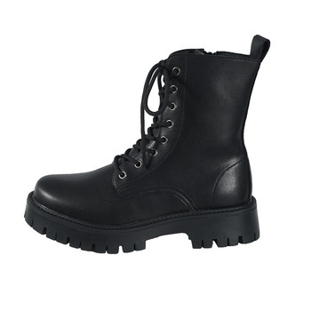 Martin boots men's spring new British style heightening Korean style high-top boots men's real black workwear ເກີບລົດຈັກ