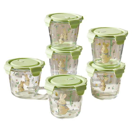 Glass soup bowl rice box office worker microwave heating bento box with soup cup portable sealed fruit freshness box Glass soup bowl rice box office worker microwave heating bento box with soup cup portable sealed fruit freshness box