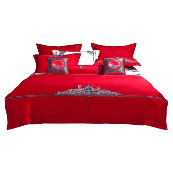 Mercury Home Textile Wedding Four-Piece Set Newly Wedding Cotton Embroidery Six-Piece Set Big Red Festive Wedding Kit Bedding
Mercury Home Textile Wedding Four-Piece Set Newly Wedding Cotton Embroidery Six-Piece Set Big Red Festive Wedding Kit Bedding