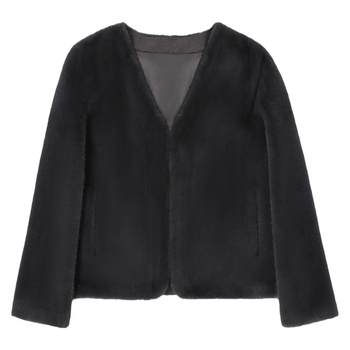 ເສື້ອຢືດ Mink velvet ສຳລັບຜູ້ຍິງລະດູໃບໄມ້ປົ່ງ ແລະລະດູໃບໄມ້ປົ່ງໃໝ່ ທີ່ມີຂົນຂົນສັດທີ່ເປັນມິດກັບສິ່ງແວດລ້ອມ ທີ່ມີສີສັນສົດໃສ ແຟຊັ່ນສັ້ນ ຄໍ V-neck fur one-piece coat