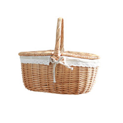 Rattan wicker hand basket shopping basket picnic basket storage basket with lid rattan basket gift basket picnic basket