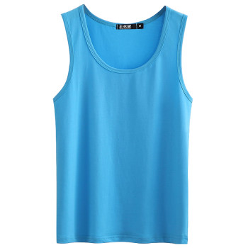 Summer Men's solid color wide shoulder sleeveless sports pure cotton size large vest round neck elastic slim bottoming shirt sweat sweat vest