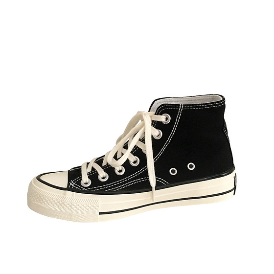 Gang Gang Canvas Shoes Female 1970s Repeated Classic Black Retro Hong Kong flavor ULZZANG Student couple shoes Gang Gang Canvas Shoes Female 1970s Repeated Classic Black Retro Hong Kong flavor ULZZANG Student couple shoes