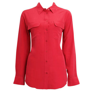 EQ Silk 16mm Crepe de Chine Double Pocket Long Sleeve Women's Slim Fit Shirt Song Hye Kyo Style Spring Candy Color