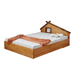 Pure solid wood tatami children's bed cherry wood log tree house bed drawer storage bed youth box air pressure bed