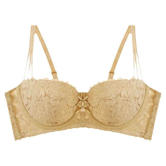 Lace underwear for women with thin soft steel ring half cup gathering bra sexy three-row buckle thin shoulder strap without sponge Lace underwear for women with thin soft steel ring half cup gathering bra sexy three-row buckle thin shoulder strap without sponge