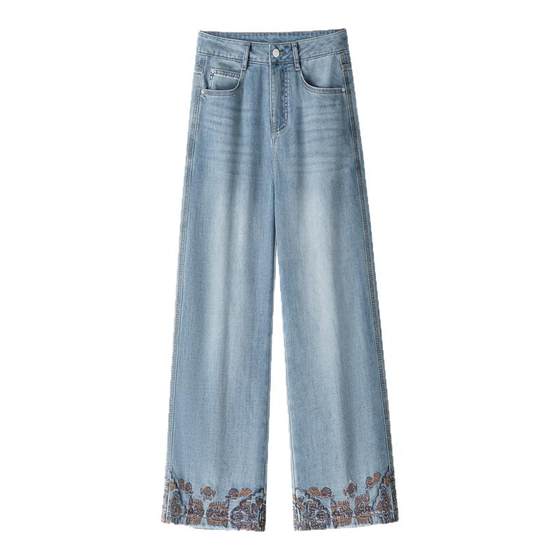 New Chinese style Chinese style embroidered small wide-leg jeans for women 2025 new summer high-waist loose straight pants
New Chinese style Chinese style embroidered small wide-leg jeans for women 2025 new summer high-waist loose straight pants