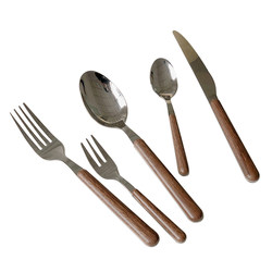 Japan and South Korea INS imitation wooden handle stainless steel knife and fork tableware set Dessert fork ice cream spoons of pasta Japanese -style soup spoon