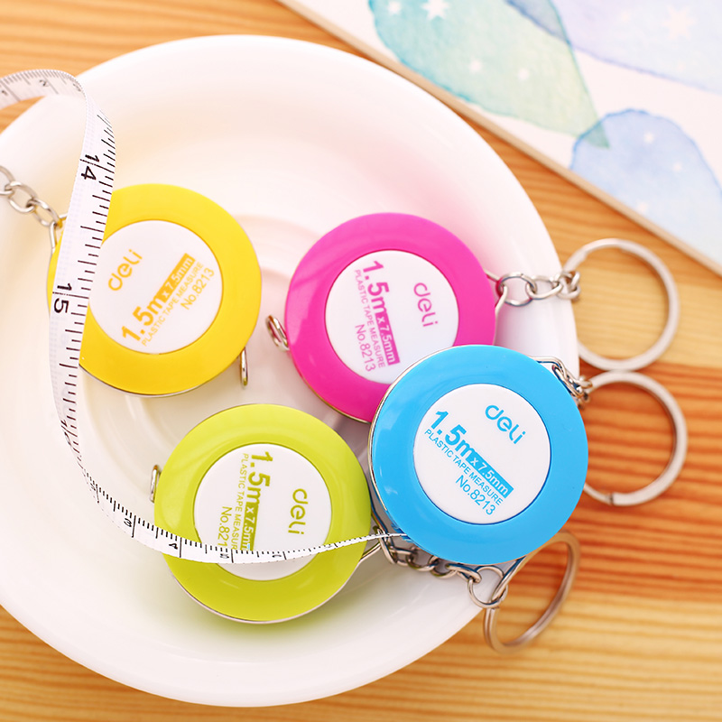 deli mini tape measure lovely portable measuring tape measurement of bust, hip, waist, soft ruler, leather ruler, meter ruler