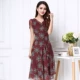 Đầm có dây buộc size lớn, hình in mỏng, thoáng khí, mặc nữ, thoáng khí, mặc mát mùa hè, hàng mới, dài qua gối, cà vạt dài giữa - Sản phẩm HOT