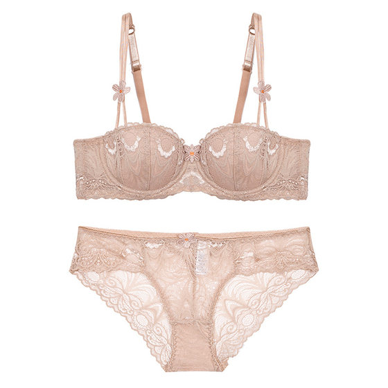 Lace sexy bow lingerie for girls, small chest slightly gathered, adjustable bra, bra set with thin top and thick bottom Lace sexy bow lingerie for girls, small chest slightly gathered, adjustable bra, bra set with thin top and thick bottom