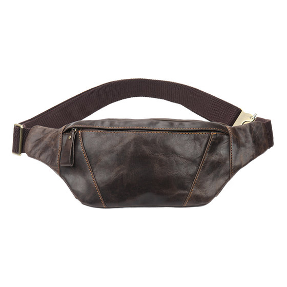 Chest bag men's genuine leather top layer cowhide running retro casual small phone waist bag sports outdoor single shoulder crossbody bag Chest bag men's genuine leather top layer cowhide running retro casual small phone waist bag sports outdoor single shoulder crossbody bag