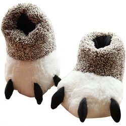 Bear Claw Cotton Slippers for Autumn and Winter Men and Women Korean Version Cute Soft Sole Anti-Slip Feet Cartoon Postpartum Confinement Slippers
