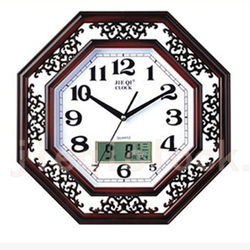 Free shipping plastic battery Chinese square octagonal living room silent wall clock antique decorative clock carved wall clock